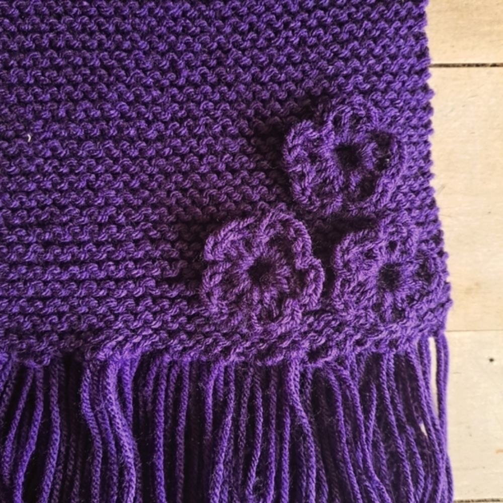 Handknit scarf in dark purple